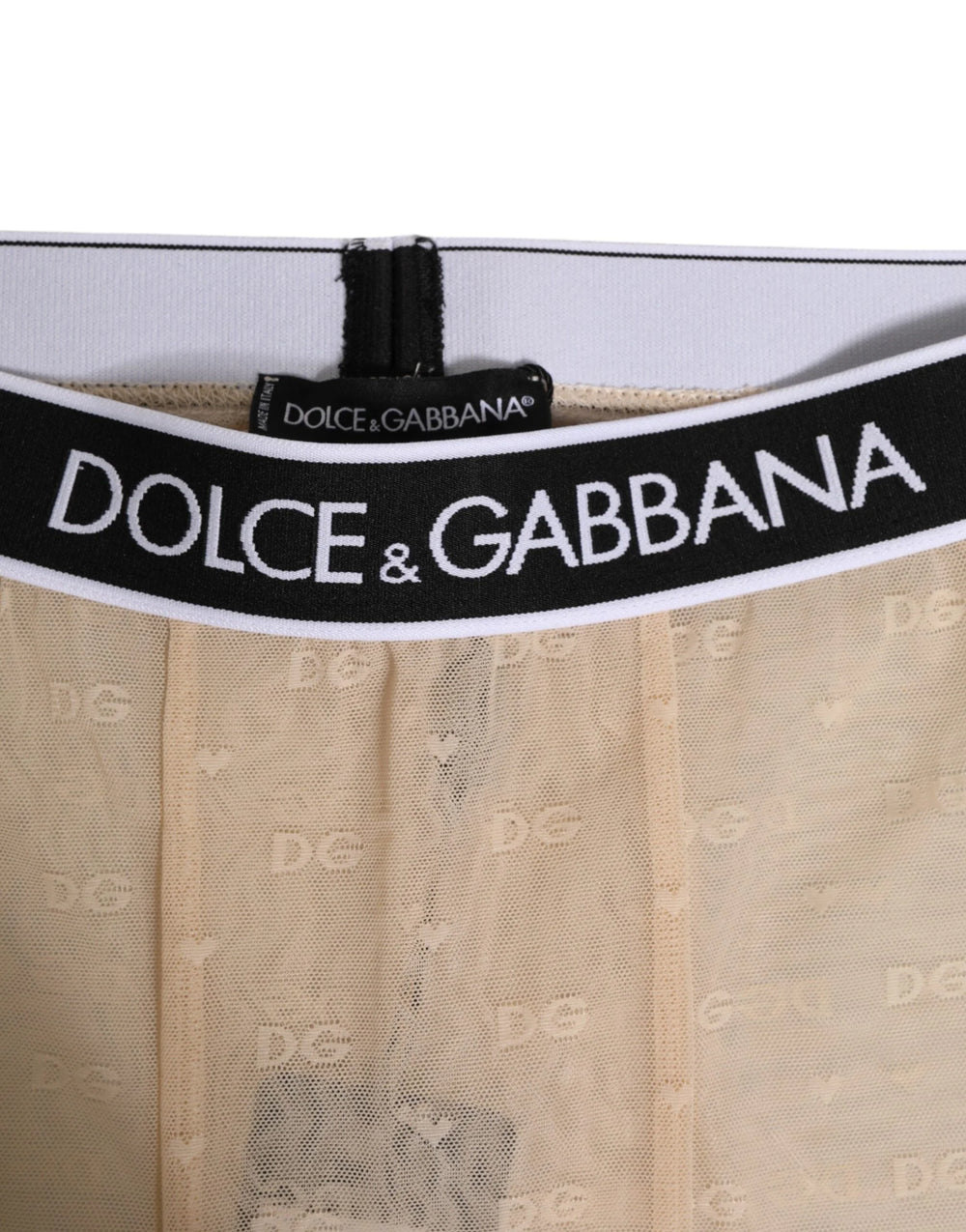 Dolce & Gabbana Beige Nylon Logo Lace Leggings Pants Underwear - IT2 | S - Thigh Slimmers