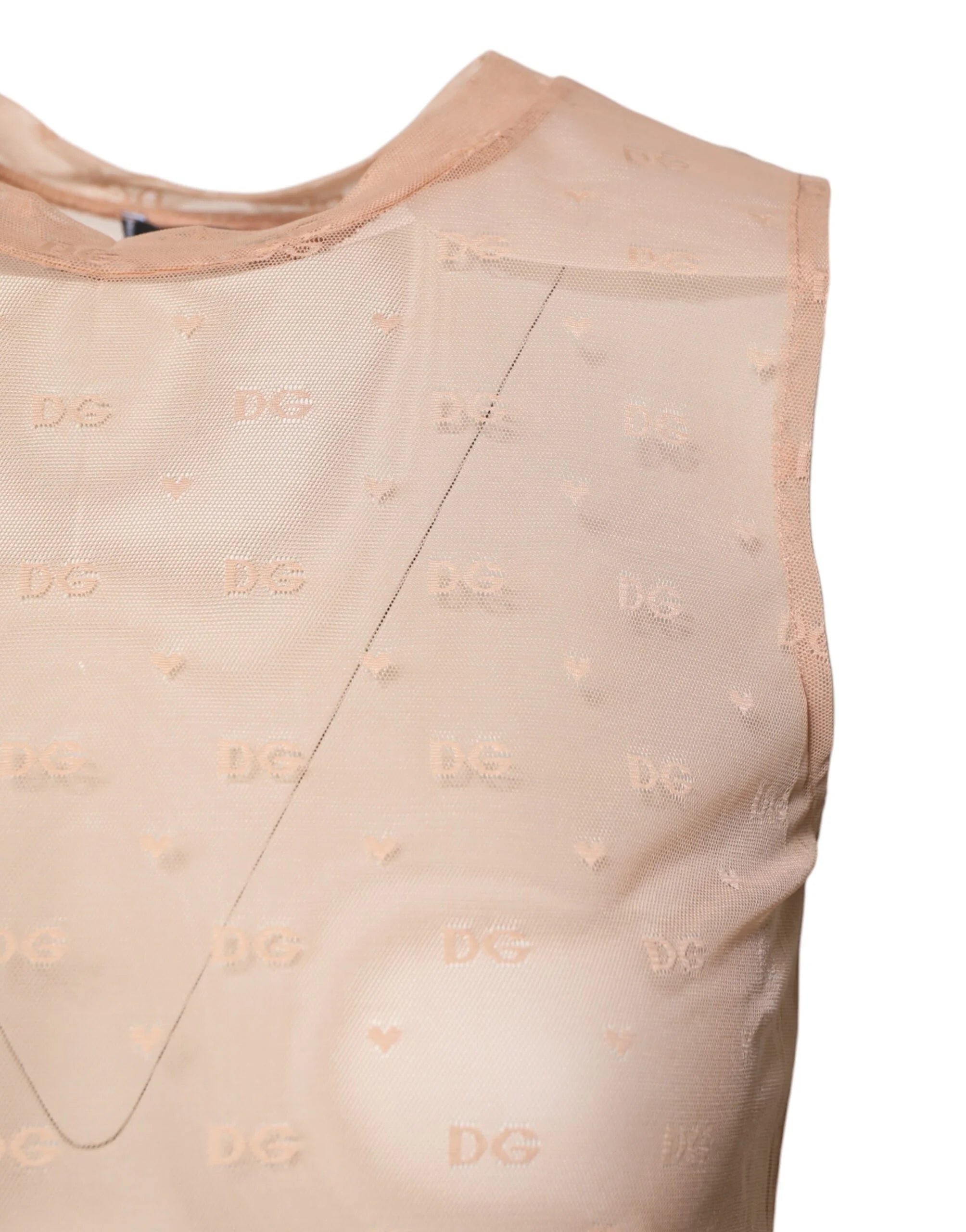 Dolce & Gabbana Beige Nylon Logo Monogram Sleeveless Tank Top - IT2 | S - Tank Tops