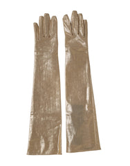 Dolce & Gabbana Beige Nylon Long Elbow Length Mitten Gloves
