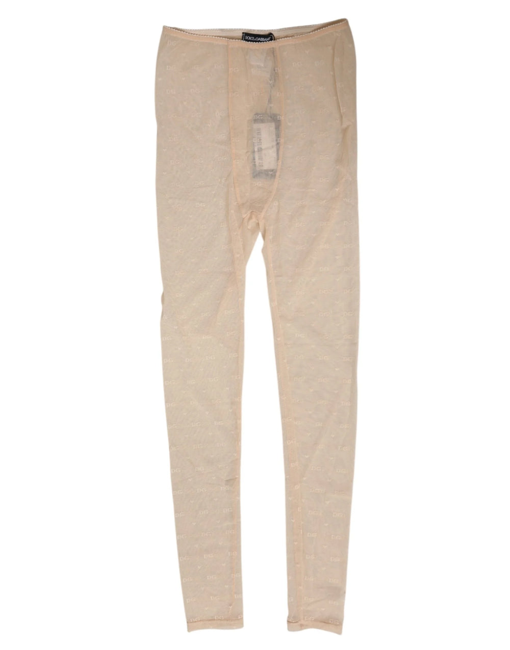 Dolce & Gabbana Beige Nylon Stretch Logo Lace Leggings Underwear - IT2 | S