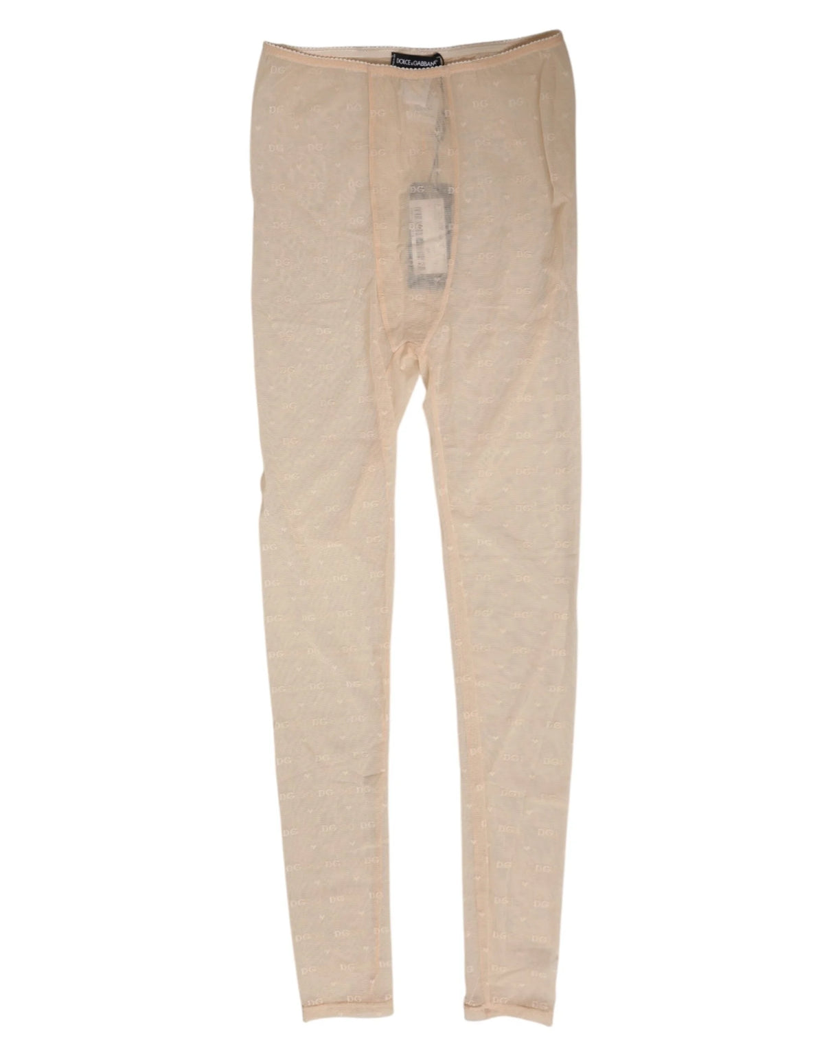 Dolce & Gabbana Beige Nylon Stretch Logo Lace Leggings Underwear - IT2 | S