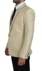 Dolce & Gabbana Beige Polka Dot Silk 2 Piece Blazer - IT44 | XS - Sport Jackets