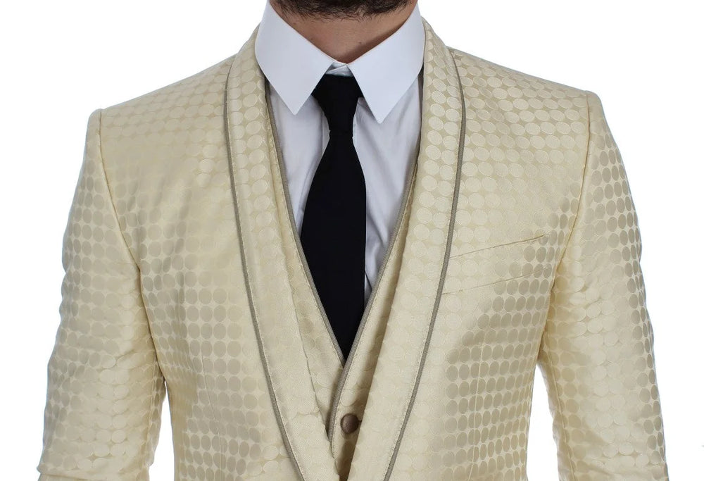 Dolce & Gabbana Beige Polka Dot Silk 2 Piece Blazer - IT44 | XS - Sport Jackets