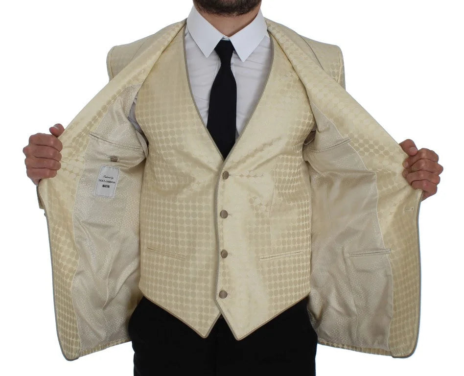 Dolce & Gabbana Beige Polka Dot Silk 2 Piece Blazer - IT44 | XS - Sport Jackets
