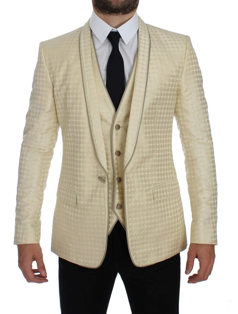 Dolce & Gabbana Beige Polka Dot Silk 2 Piece Blazer - IT44 | XS - Sport Jackets