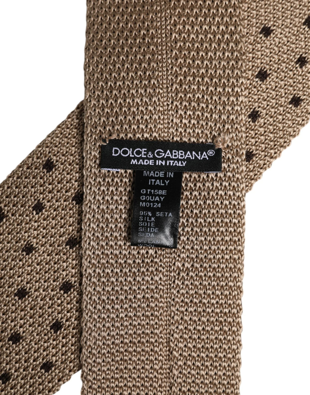 Dolce & Gabbana Beige Polka Dot Silk Adjustable Necktie Tie - Neckties