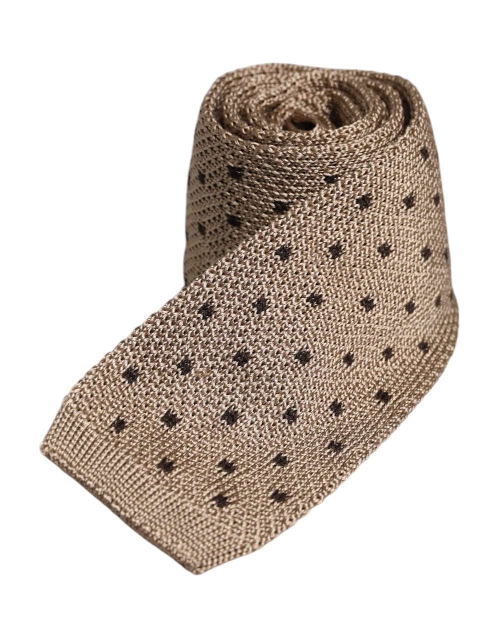 Dolce & Gabbana Beige Polka Dot Silk Adjustable Necktie Tie - Neckties