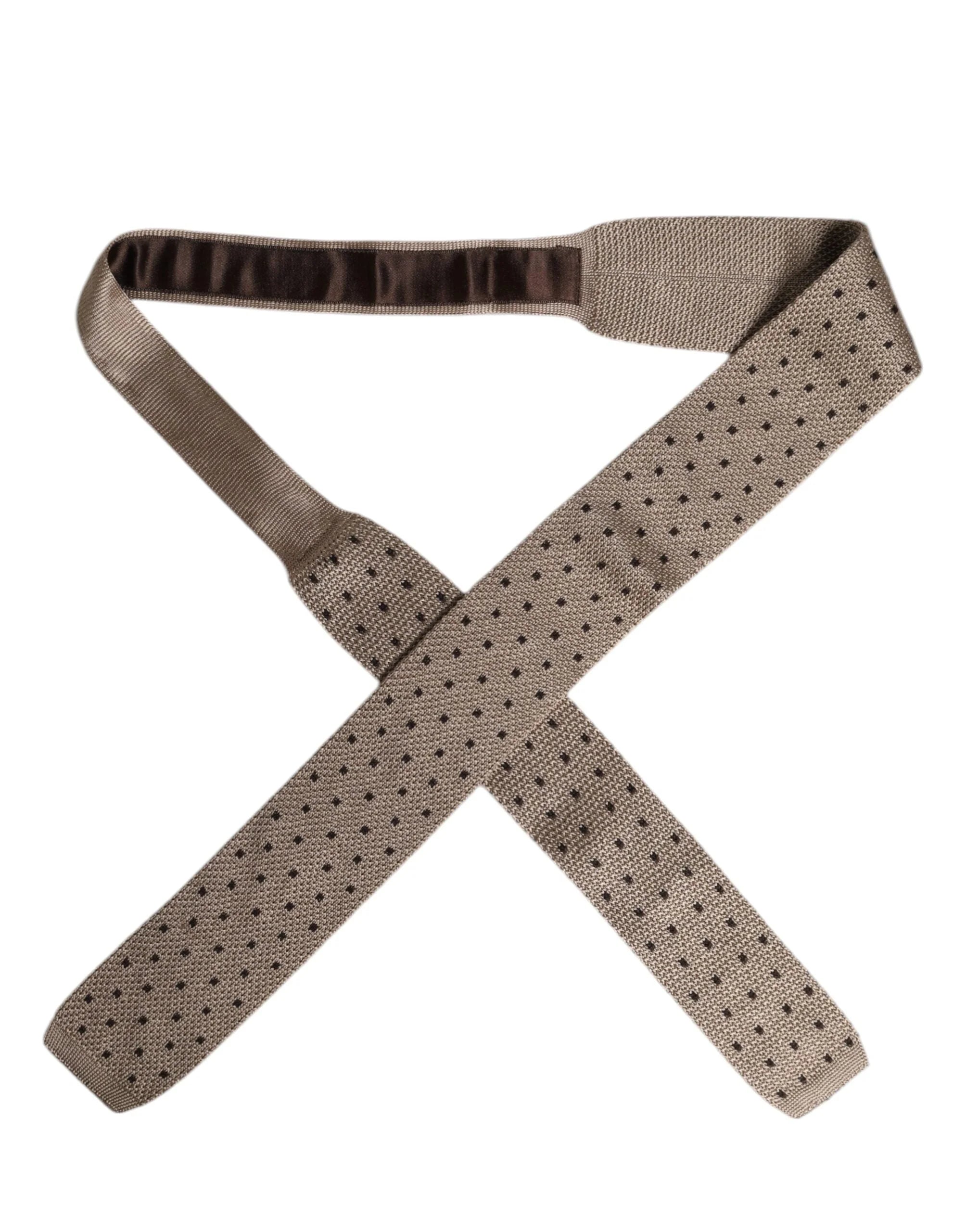 Dolce & Gabbana Beige Polka Dot Silk Adjustable Necktie Tie - Neckties