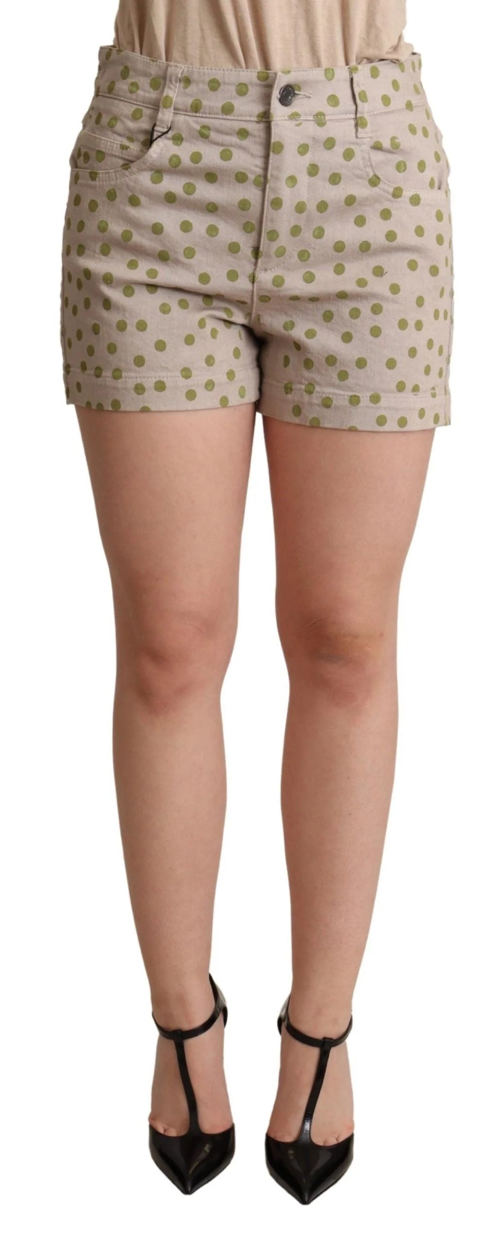 Dolce & Gabbana Beige Polka Dots Denim Cotton Stretch Shorts - IT40|S - Short Trousers