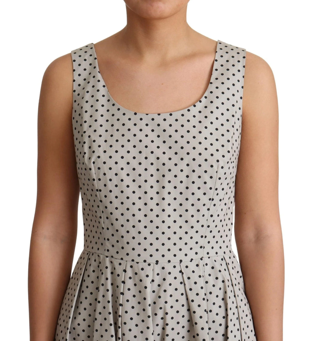 Dolce & Gabbana Beige Polka Dotted Cotton A-Line Dress - Dresses