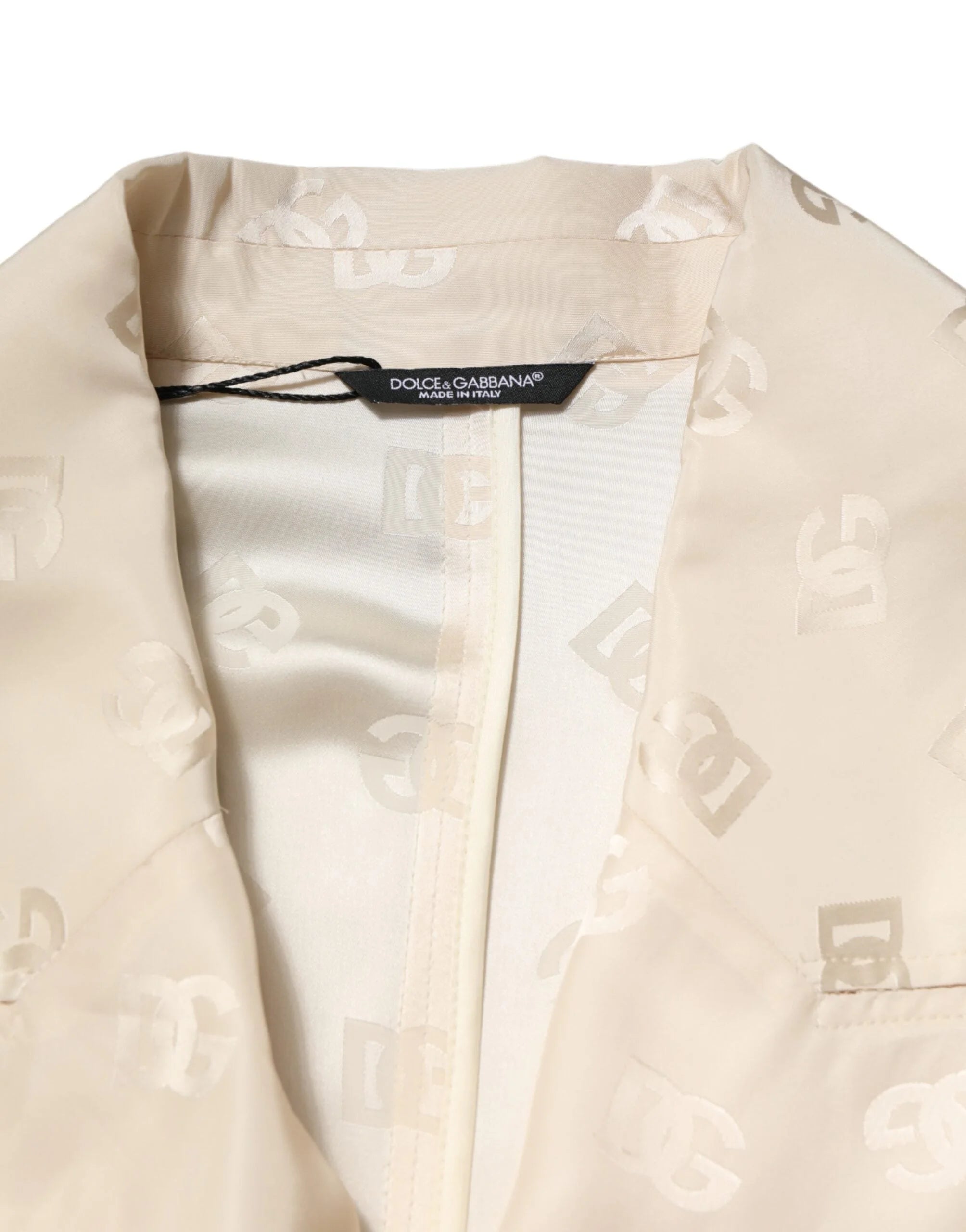 Dolce & Gabbana Beige Polyester Logo Monogram Coat Jacket - IT50 | L - Overcoats
