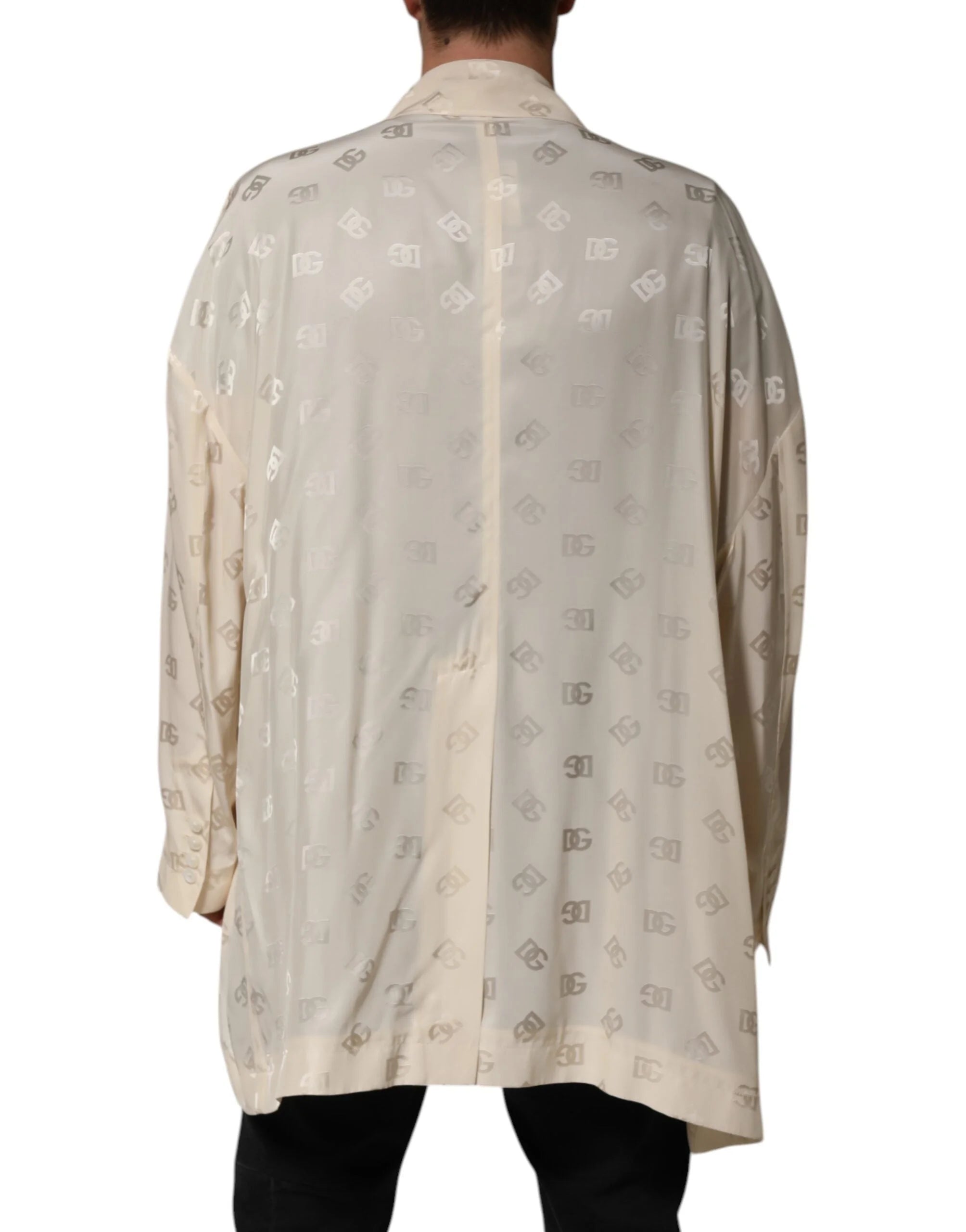 Dolce & Gabbana Beige Polyester Logo Monogram Coat Jacket - IT50 | L - Overcoats