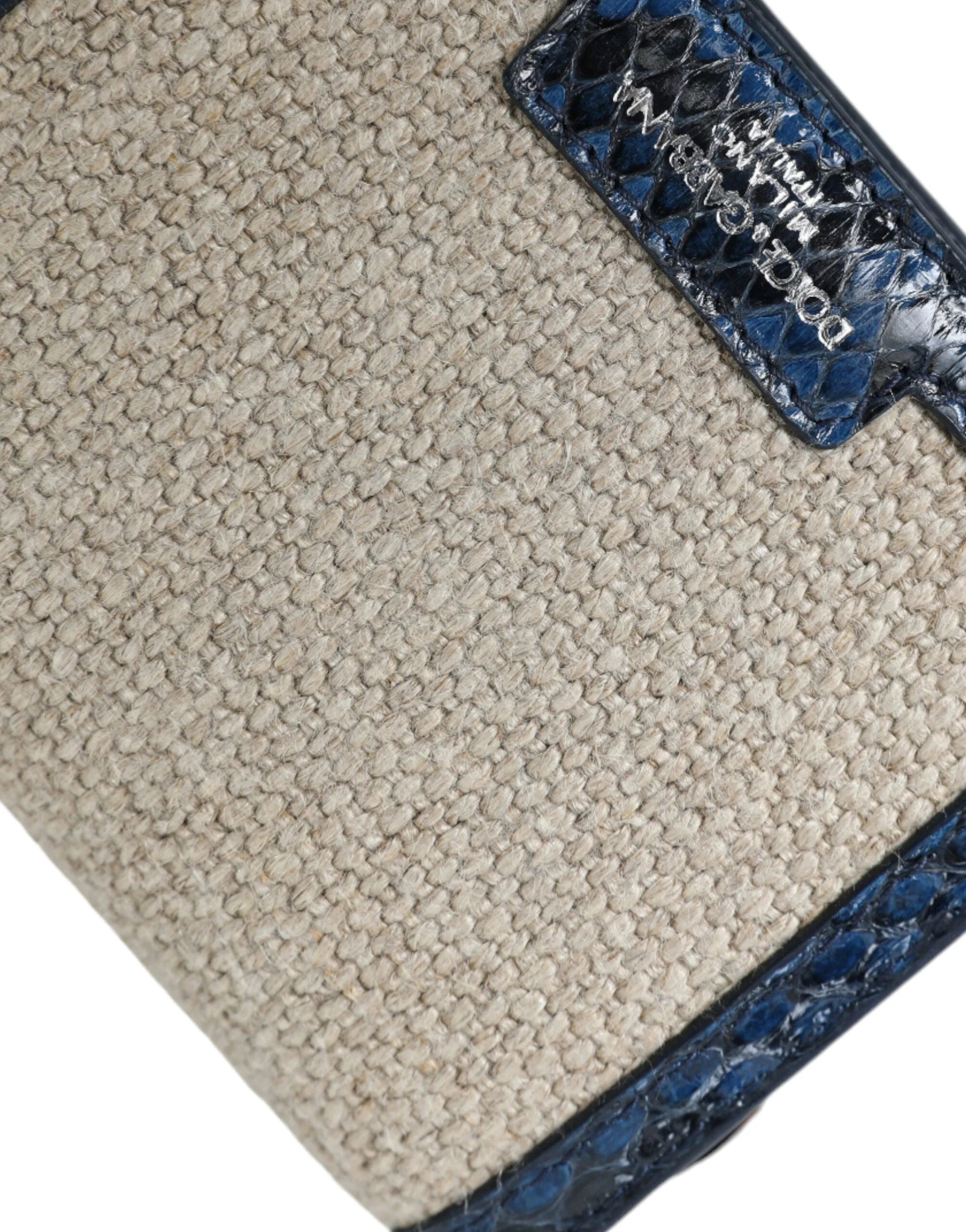 Dolce & Gabbana Beige Raffia Blue Leather Trim Mini Shoulder Purse Crossbody Bag - Cross Body Bags