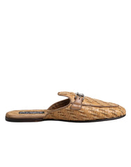 Dolce & Gabbana Beige Rattan Flat Mule Men Sandals Shoes - EU44/US11 - Sandals
