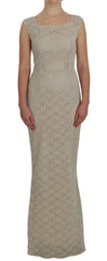Dolce & Gabbana Beige Ricamo Cutout Cotton Sheath Dress - IT40|S - Dresses