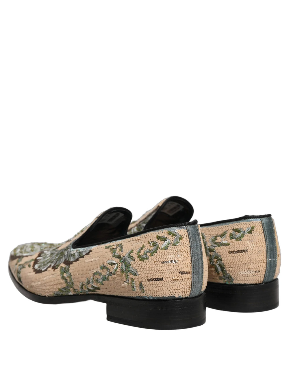 Dolce & Gabbana Beige Sequin Embroidery Dress Loafers Shoes - EU44/US11