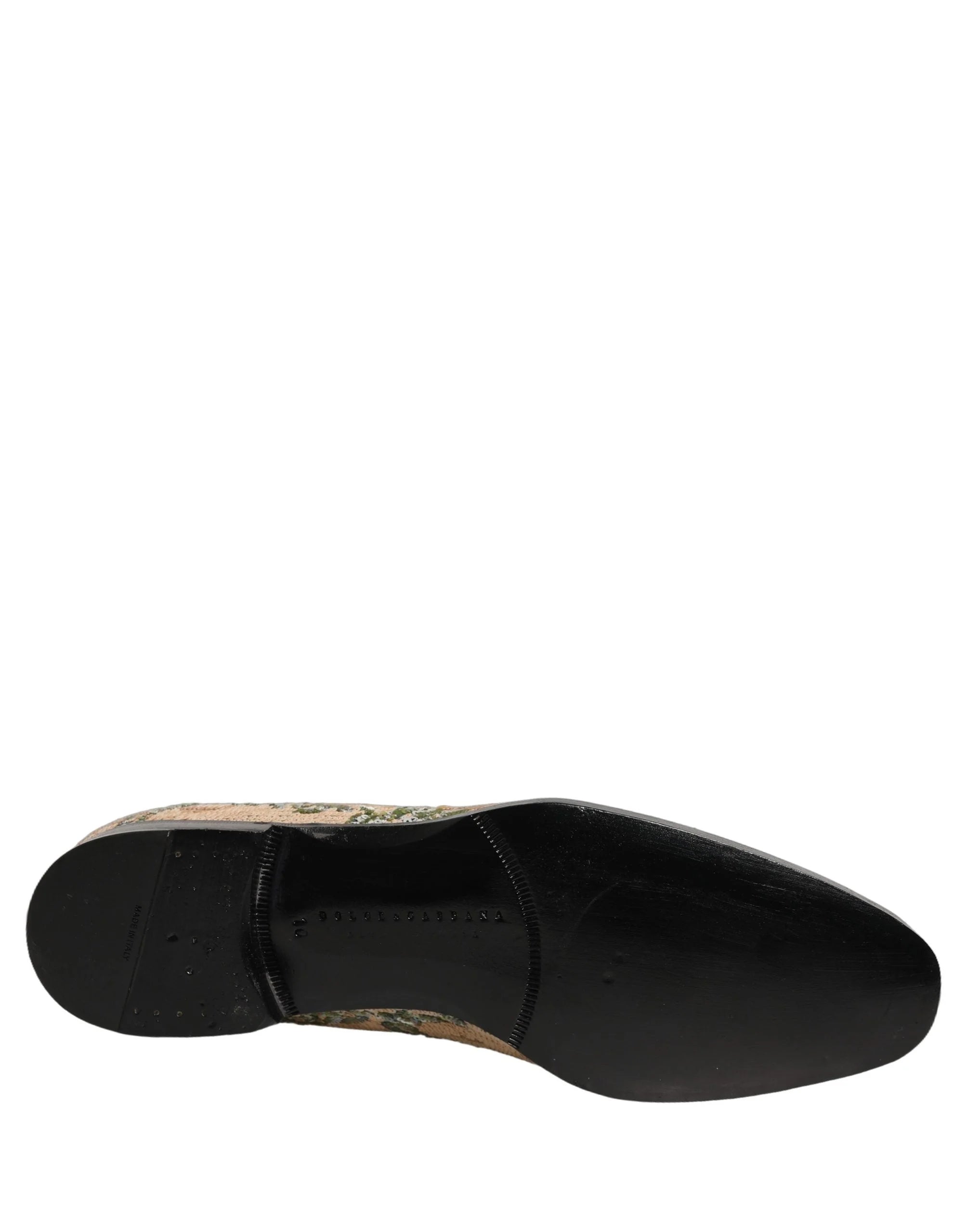 Dolce & Gabbana Beige Sequin Embroidery Dress Loafers Shoes - EU44/US11