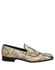 Dolce & Gabbana Beige Sequin Embroidery Dress Loafers Shoes - EU44/US11