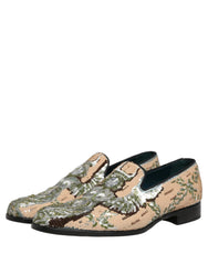 Dolce & Gabbana Beige Sequin Embroidery Dress Loafers Shoes - EU44/US11