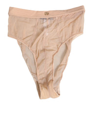 Dolce & Gabbana Beige Sheer Mesh High Waist Panty Underwear - Briefs