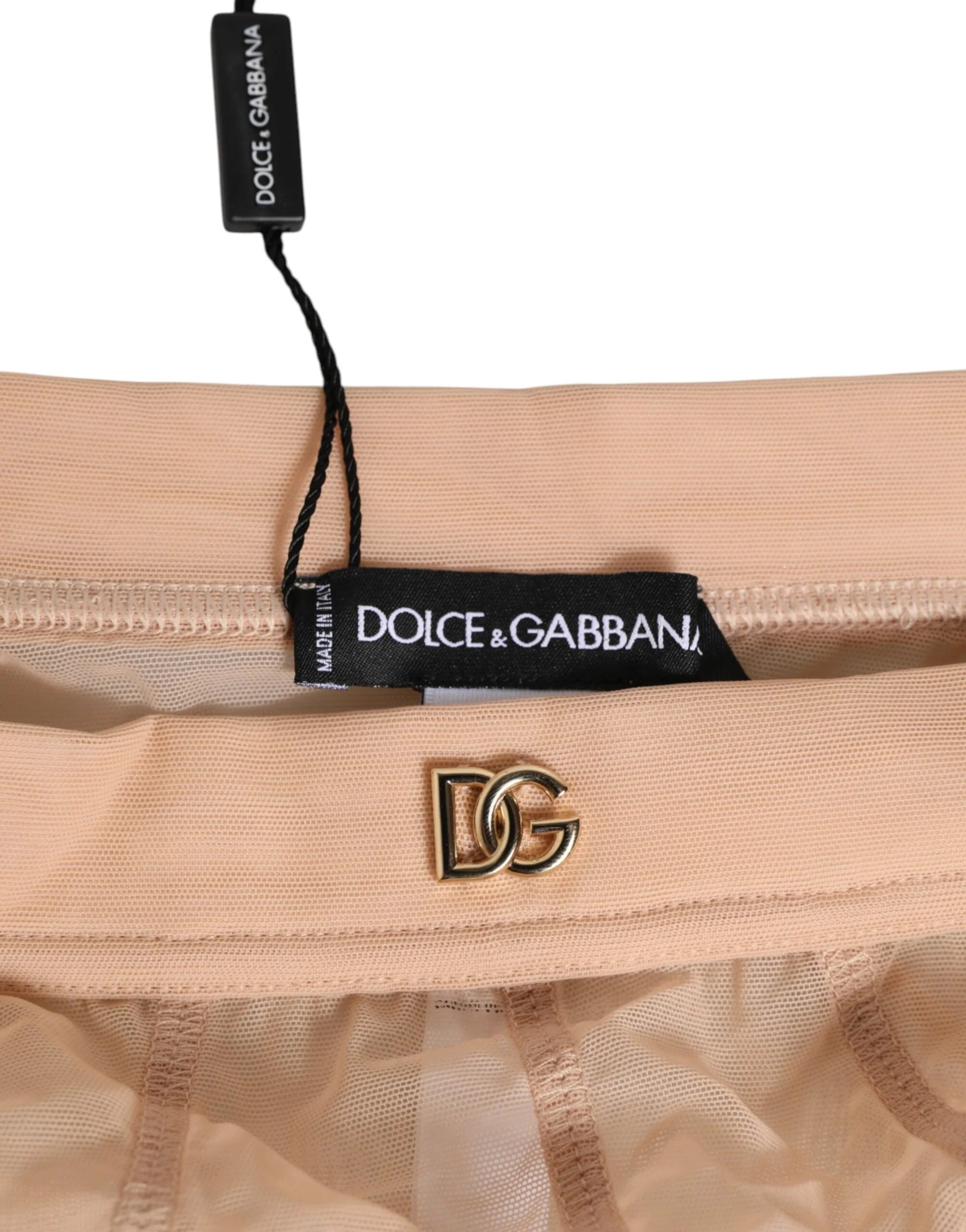 Dolce & Gabbana Beige Sheer Mesh High Waist Panty Underwear - Briefs