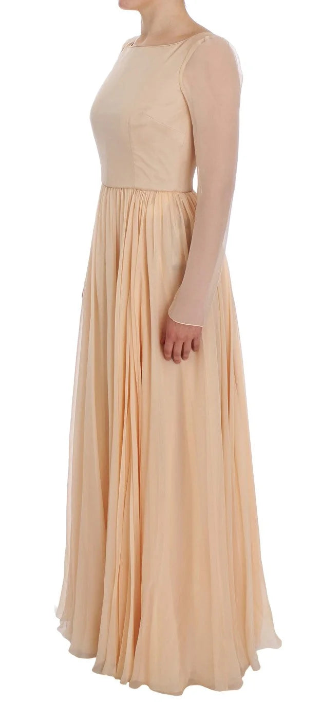 Dolce & Gabbana Beige Silk Ball Gown Full Length Dress - IT40|S - Dresses