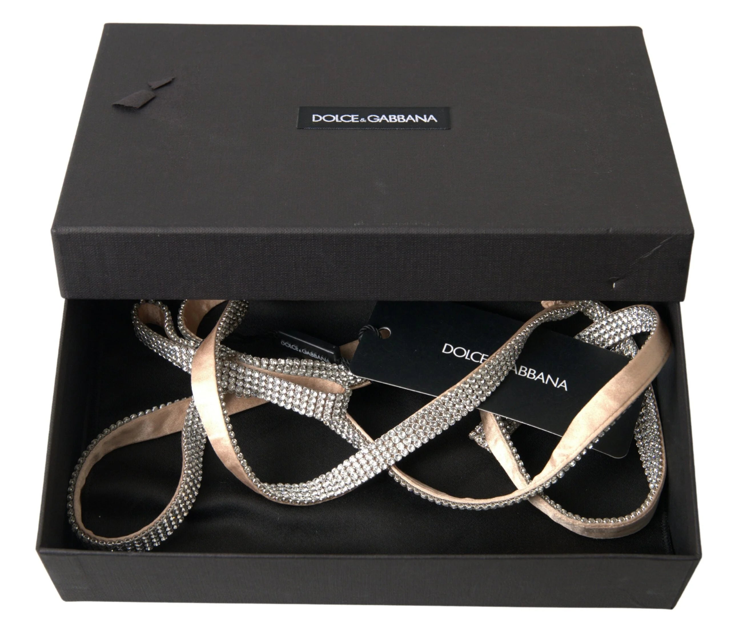 Dolce & Gabbana Beige Silk Clear Crystal Bow Waist Belt - 65 cm / 26 Inches