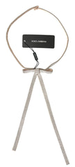 Dolce & Gabbana Beige Silk Clear Crystal Bow Waist Belt - 65 cm / 26 Inches