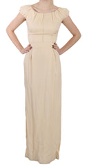 Dolce & Gabbana Beige Silk Column Cap Sleeve Gown Dress - IT40|S - Dresses