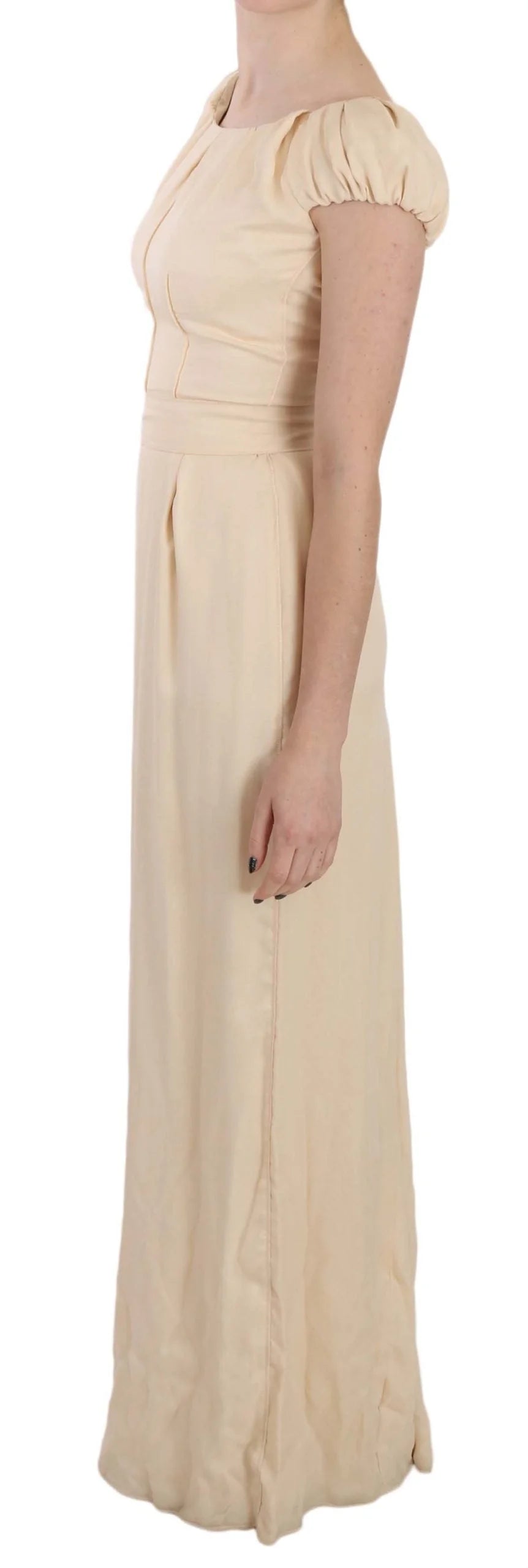 Dolce & Gabbana Beige Silk Column Cap Sleeve Gown Dress - IT40|S - Dresses