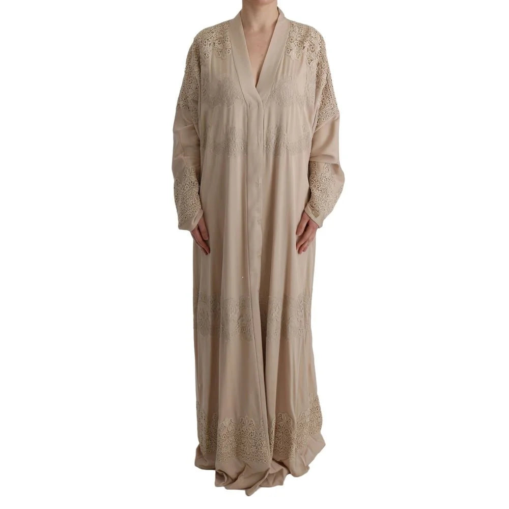 Dolce & Gabbana Beige Silk Full-Length Jacket - IT48