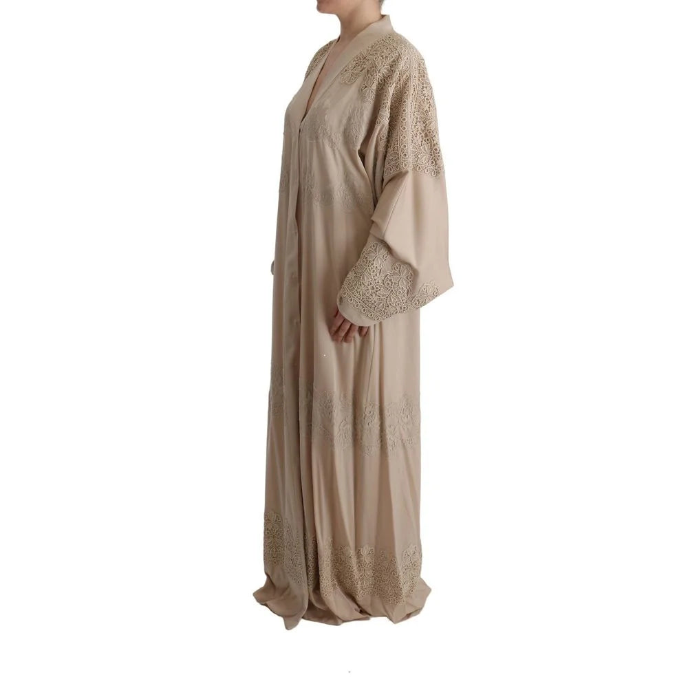 Dolce & Gabbana Beige Silk Full-Length Jacket - IT48