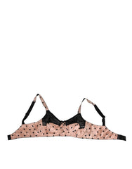 Dolce & Gabbana Beige Silk Heart Print Soft Cup Bra Underwear - IT2 | S - Bras