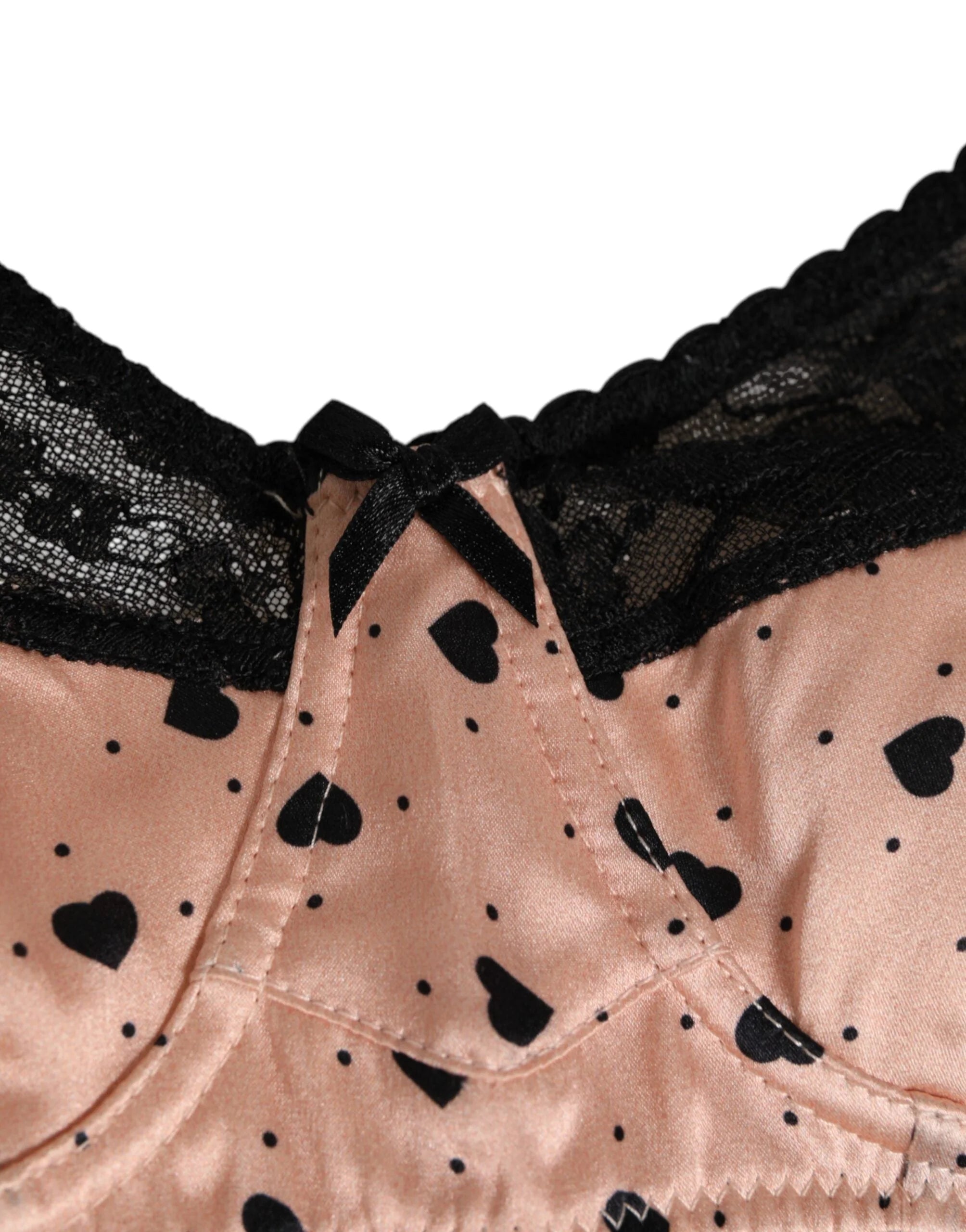 Dolce & Gabbana Beige Silk Heart Print Soft Cup Bra Underwear - IT2 | S - Bras