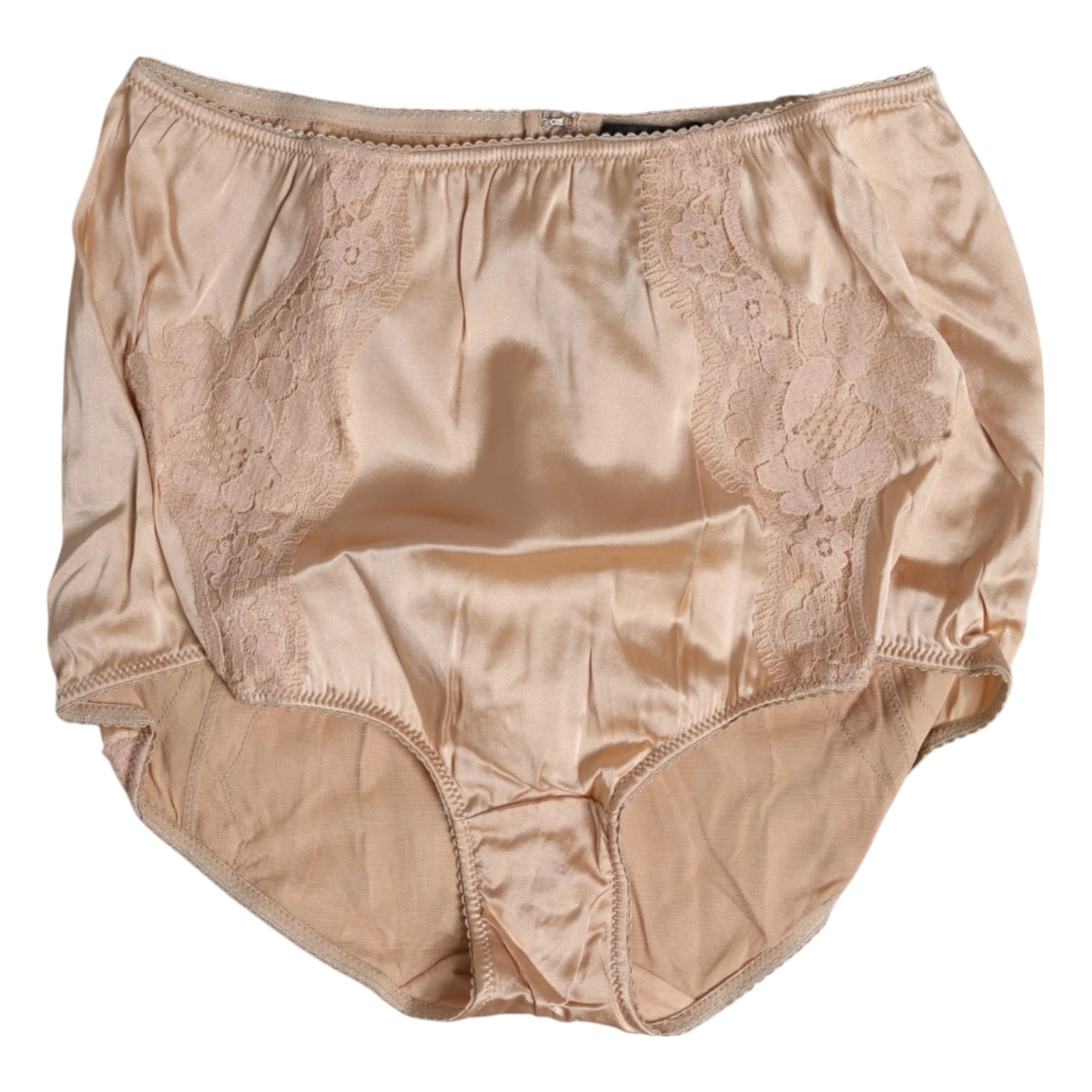 Dolce & Gabbana Beige Silk Lace High Waist Bikini Panty Underwear - Bikinis