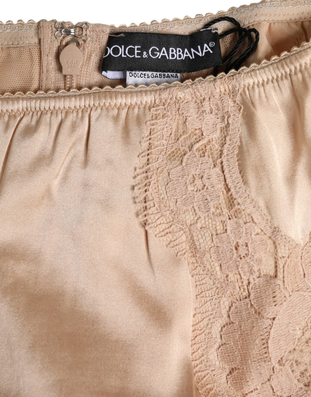 Dolce & Gabbana Beige Silk Lace High Waist Bikini Panty Underwear - Bikinis