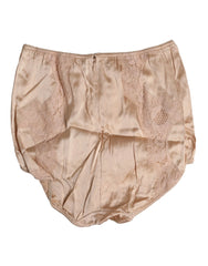 Dolce & Gabbana Beige Silk Lace High Waist Bikini Panty Underwear - Bikinis