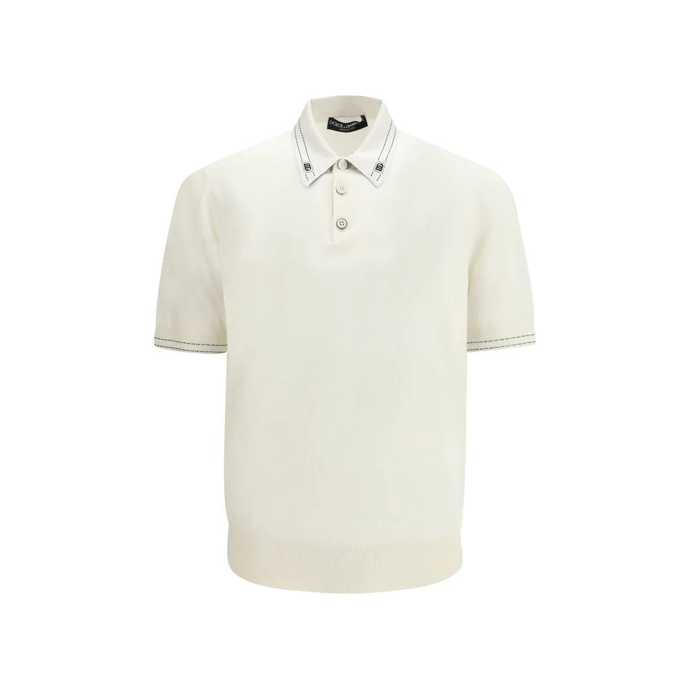 Dolce & Gabbana Beige Silk Polo Shirt