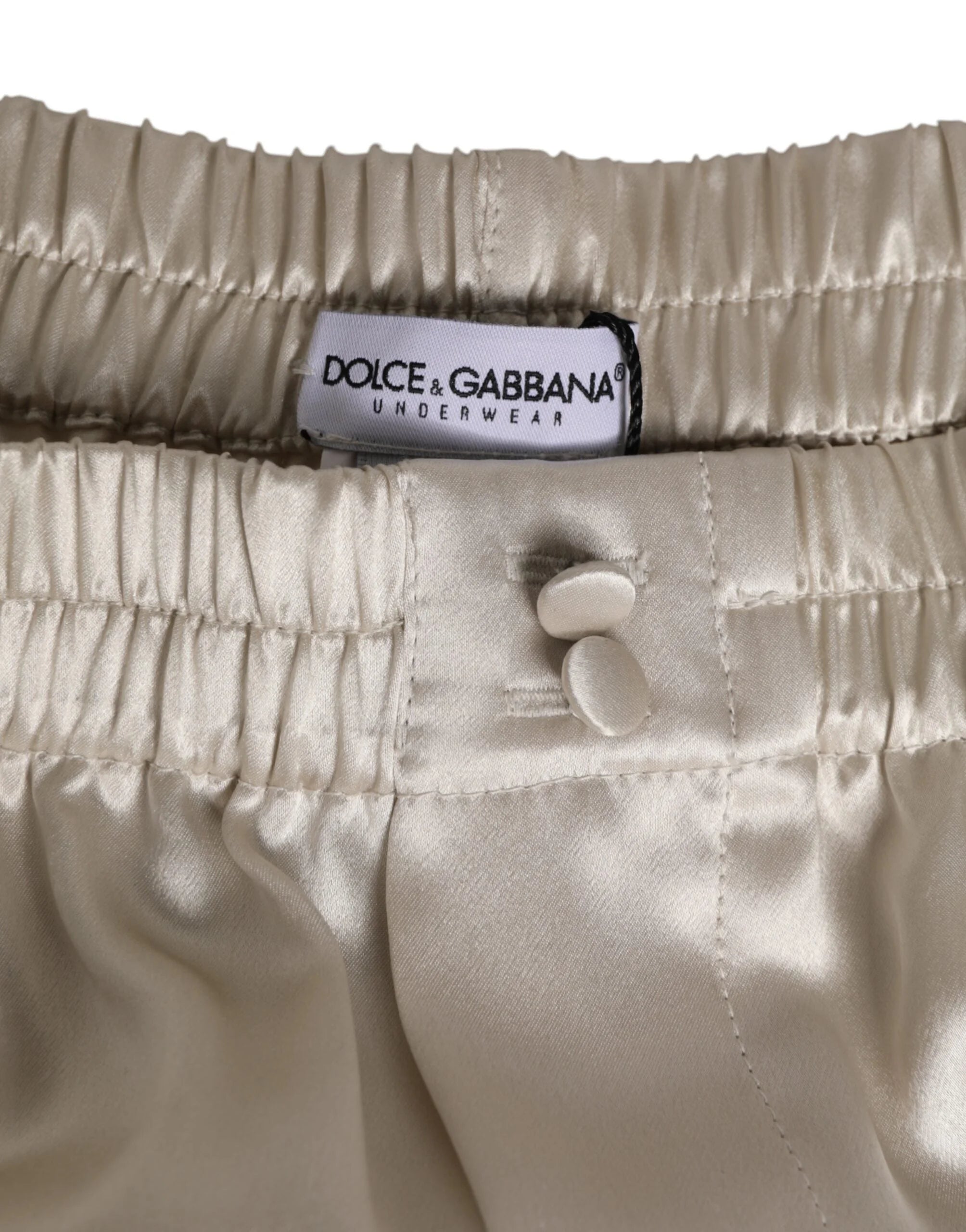 Dolce & Gabbana Beige Silk Satin Elastic Men Boxer Short Swimwear - IT4 | S - Swim Boxers