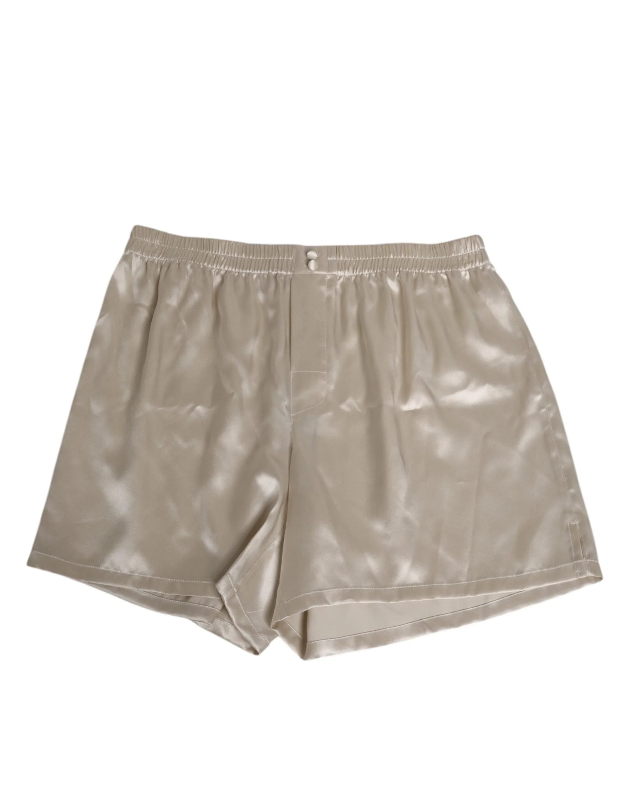 Dolce & Gabbana Beige Silk Satin Elastic Men Boxer Short Swimwear - IT4 | S - Swim Boxers