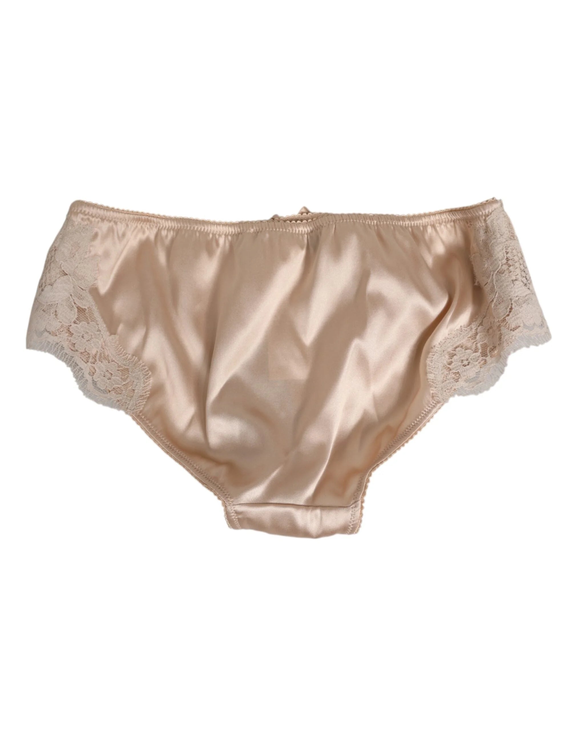 Dolce & Gabbana Beige Silk Satin Floral Lace Panty Brief Underwear - Briefs