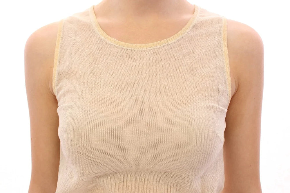 Dolce & Gabbana Beige Sleeveless Cotton Top Tank Blouse - IT40|S - Tank Tops