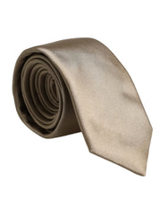 Dolce & Gabbana Beige Solid Silk Adjustable Necktie Tie - Neckties
