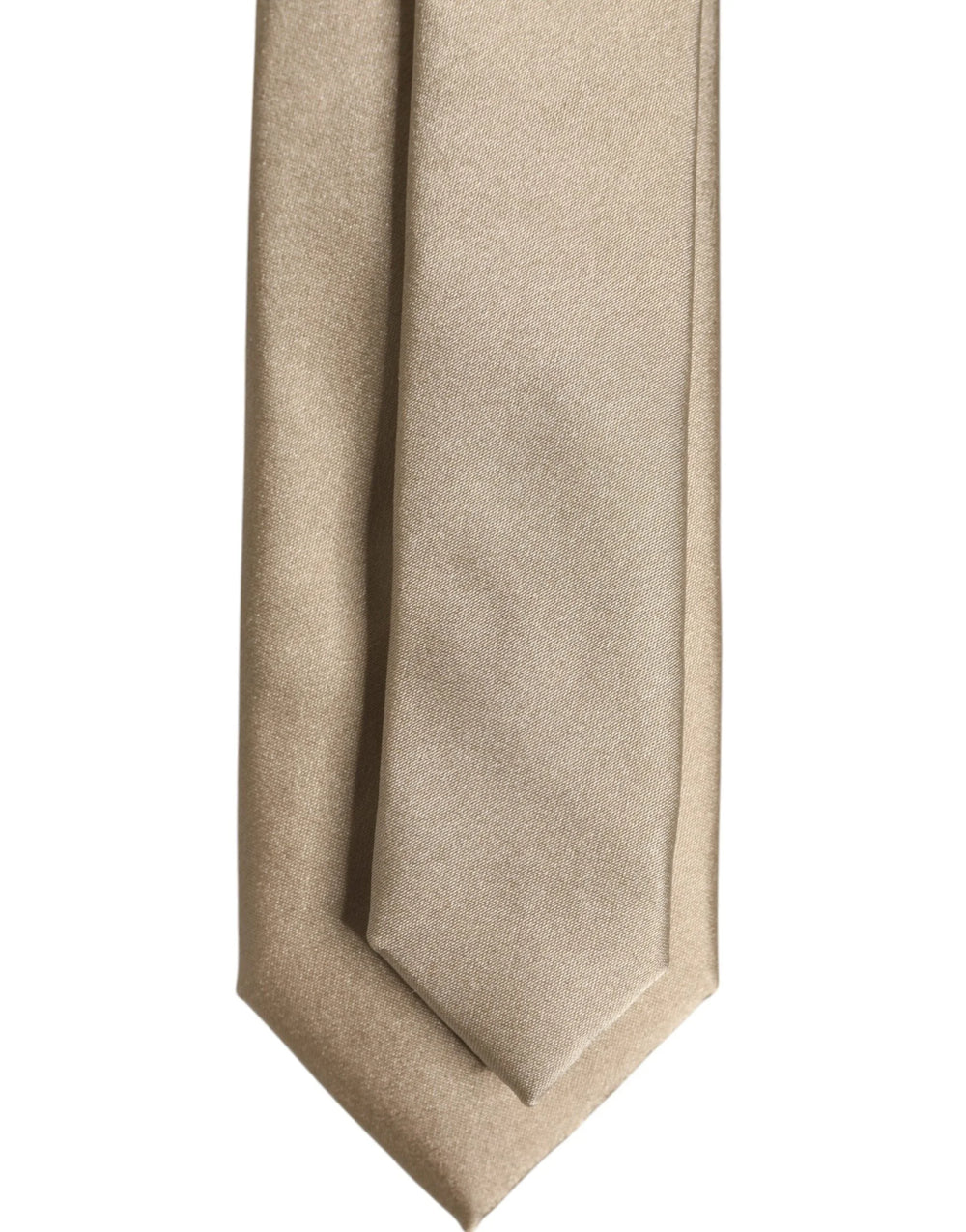 Dolce & Gabbana Beige Solid Silk Adjustable Necktie Tie - Neckties