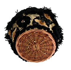 Dolce & Gabbana Beige Straw Snakeskin Pom Pom Crystal AGNESE Bag - Bucket Bags