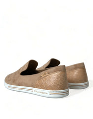 Dolce & Gabbana Beige Suede Caiman Men Loafers Slippers Shoes - Flats
