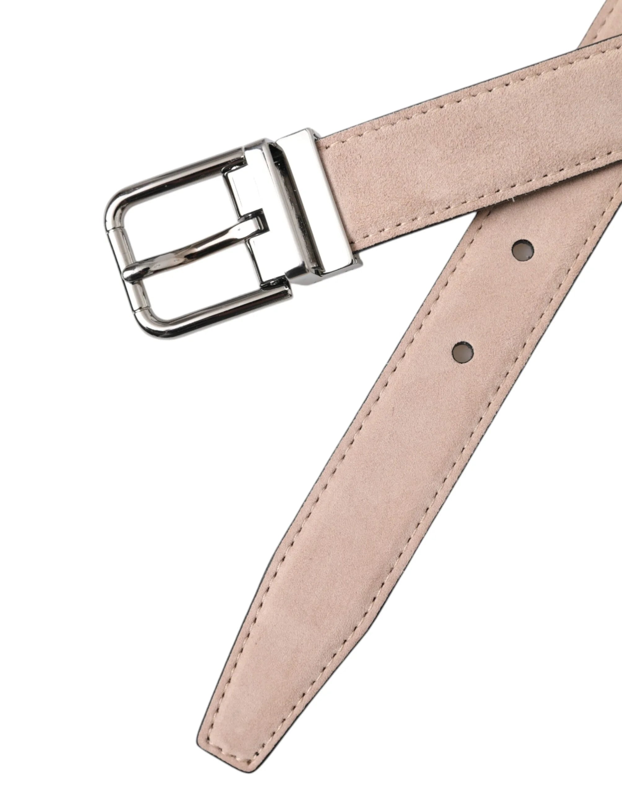 Dolce & Gabbana Beige Suede Leather Silver Buckle Belt Men - 105 cm / 42 Inches - Belts