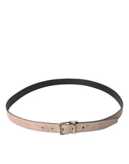 Dolce & Gabbana Beige Suede Leather Silver Buckle Belt Men - 105 cm / 42 Inches - Belts