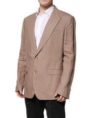 Dolce & Gabbana Beige TAORMINA Single Breasted Coat Blazer - IT58 | 3XL - Sport Jackets