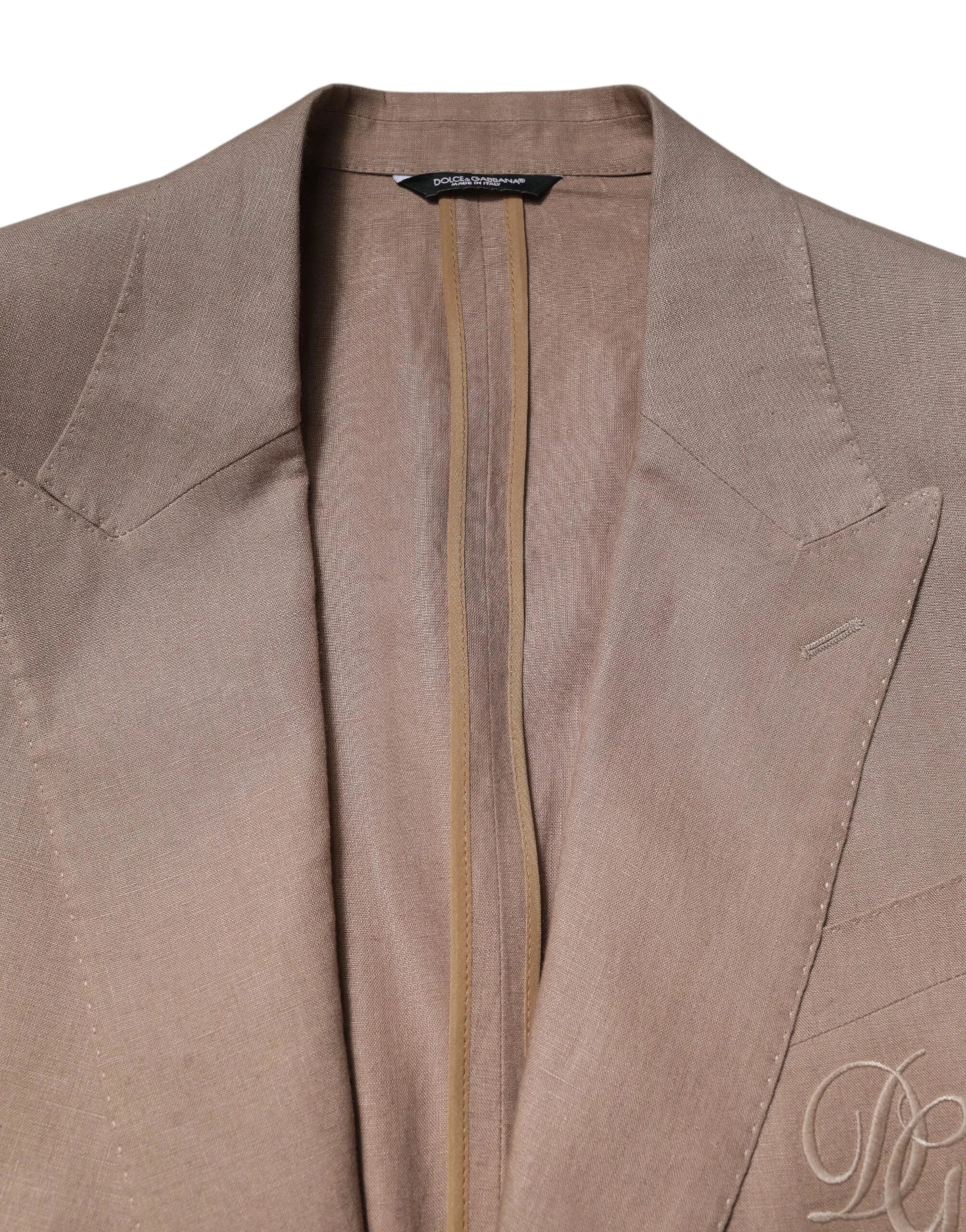 Dolce & Gabbana Beige TAORMINA Single Breasted Coat Blazer - IT58 | 3XL - Sport Jackets